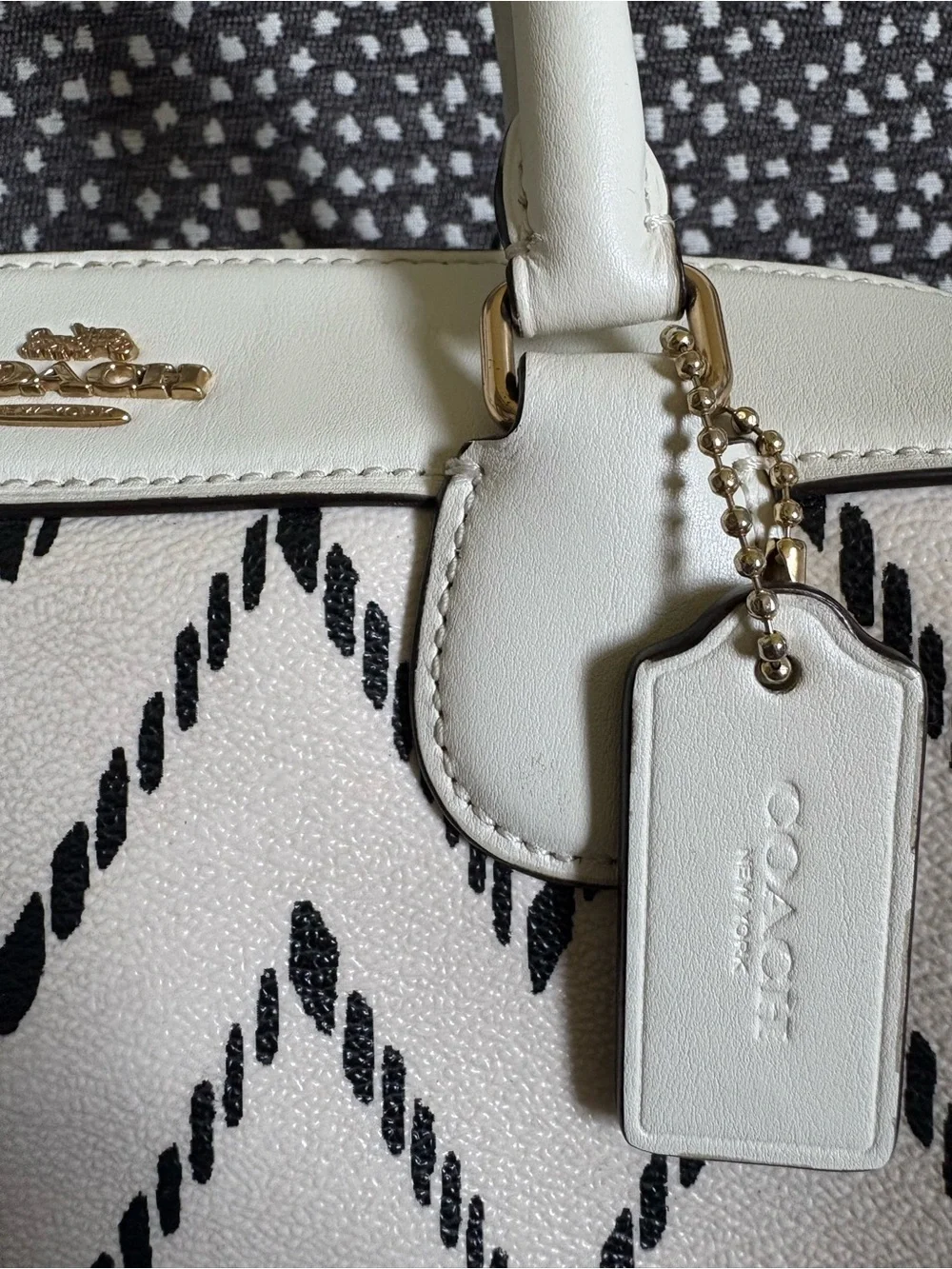 Coach White and Black Chevron Dome Satchel
